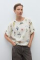 Blusa estampa floral con volados crudo