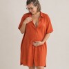 Camisa Maternal Pupa – Viscosa suave con bolsillos prácticos Terracota