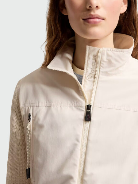 MONCLER - Cárdigan acolchado de algodón con cierre Gris