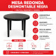 Mesa redonda con patas desmontables 95 cm NEGRO