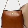 Bolso The Lock en efecto cuero liso Tabaco