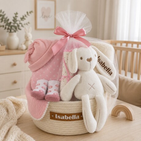 Cesta Nacimiento Cone-Cone Personalizada – Rosa Cesta Nacimiento Cone-Cone Personalizada – Rosa