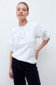 Remera bordada vainillas blanco