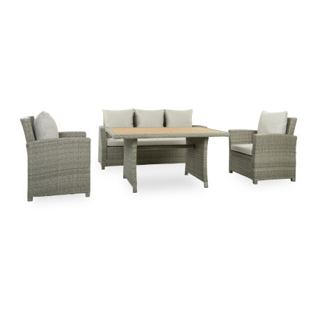 SET DE COMEDOR RATTAN-SINTETICO NATURAL-BEIGE MALIBU