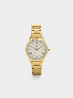 Reloj Redondo Con Pulsera De Acero Inoxidable dorado