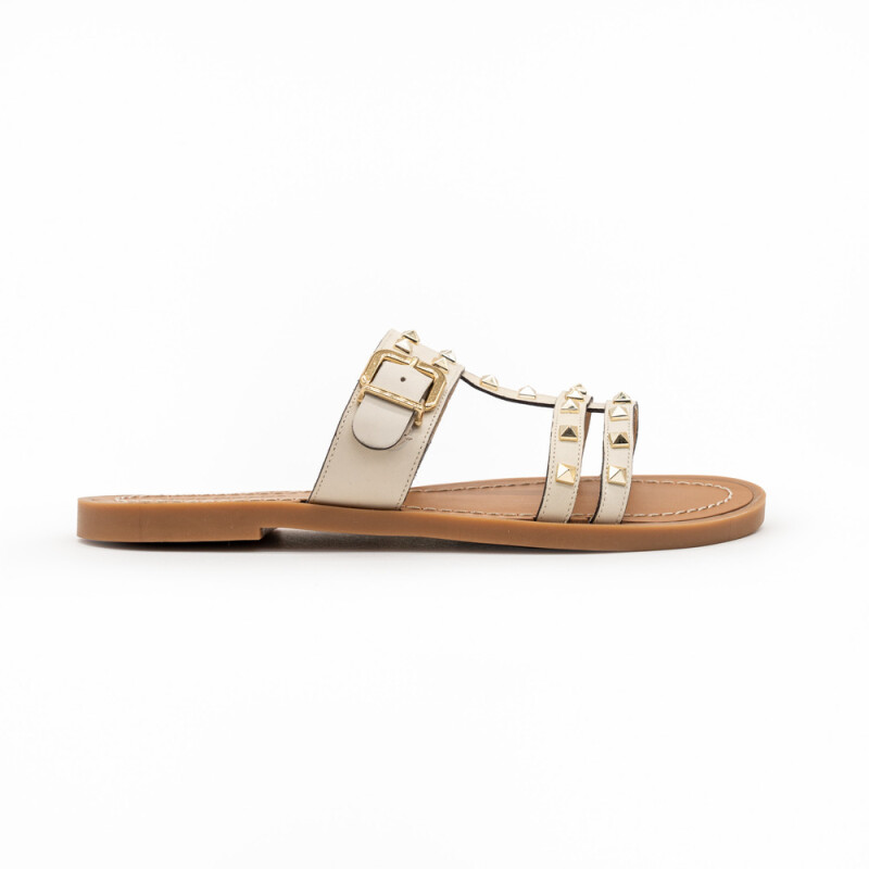 Sandalia CUERO CAMEL OFF WHITE