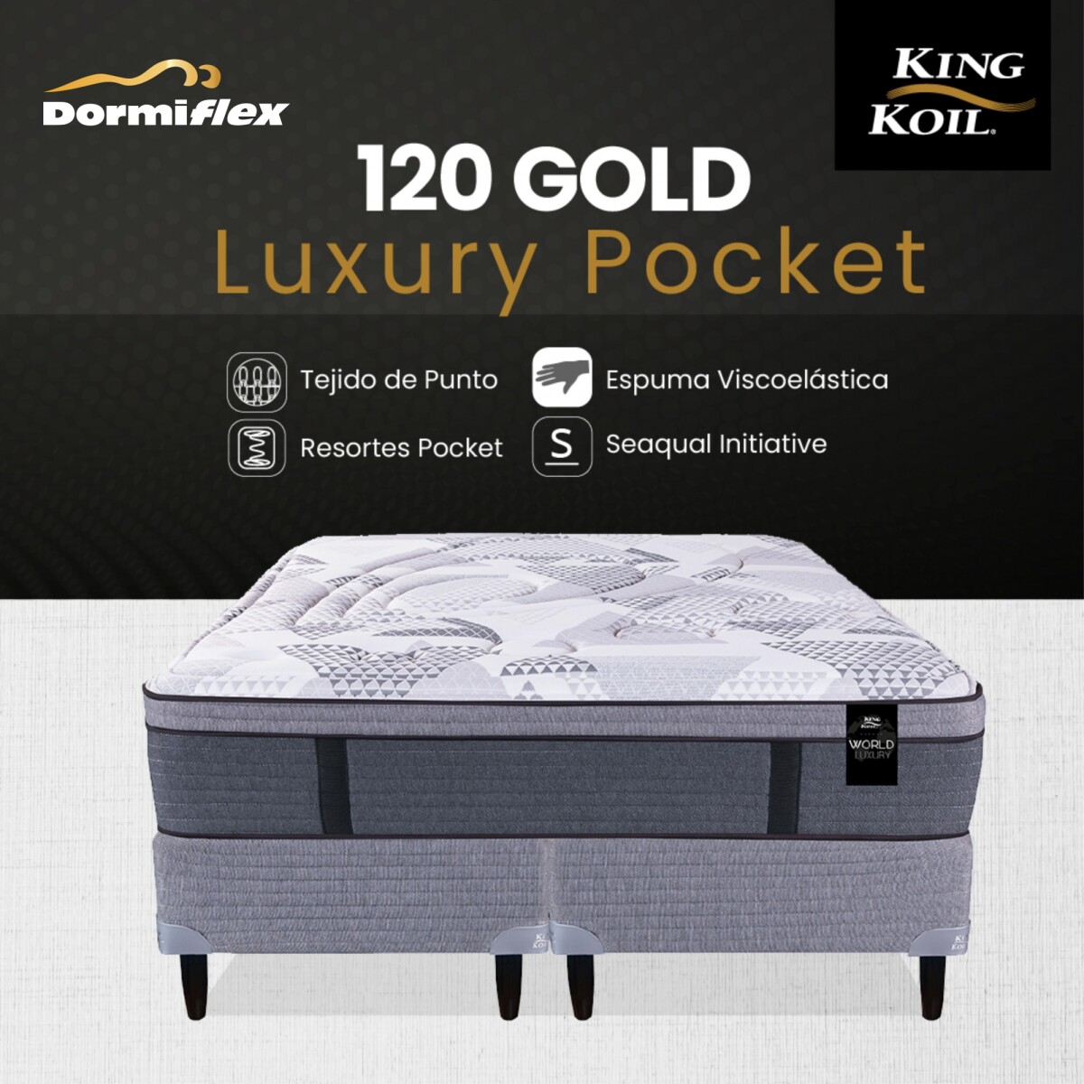 Colchón 120 Luxury Pocket con Sommier - Queen 160x200 