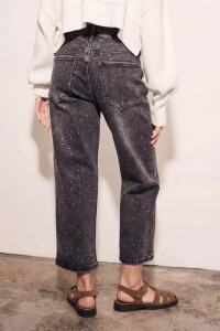 Jean Recto Apliques Negro