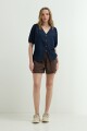 Blusa denim manga balloon JEAN OSCURO