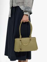 Bolso De Hombro Con Textura Y Pendiente verde