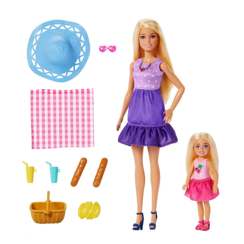 Barbie Pícnic Malibu y su hermana pequeña Chelsea Barbie Pícnic Malibu y su hermana pequeña Chelsea