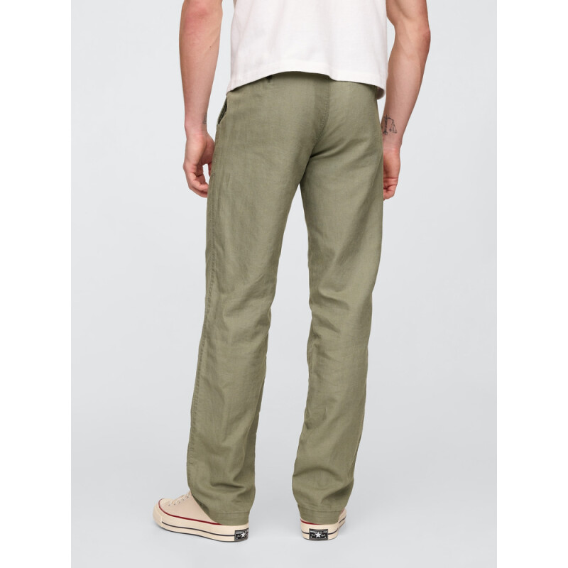 STRAIGHT LINEN PANT MESCULEN GREEN