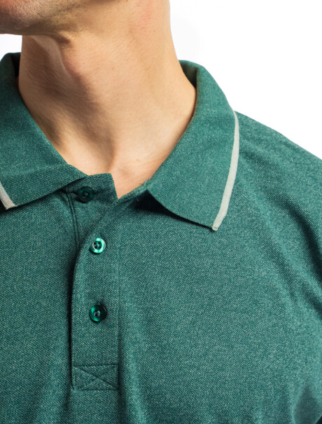 Remera Polo Algodón Pino Melange/Gris Claro