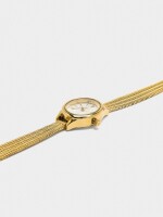 Reloj Ovalado Con Pulsera Malla Metálica Acero Inoxidable dorado
