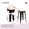 Taburete Tolix en metal y asiento de madera Negro
