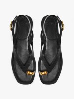 Sandalias De Piel Thong Tira Al Tobillo negro