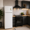 COMBO PETRA HELADERA BLANCA CON COCINA Y CAMPANA EXTRACTORA NEGRA Combo Petra Heladera Blanca Con Cocina Y Campana Extractora Negra