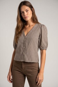 Blusa Gingham Chocolate