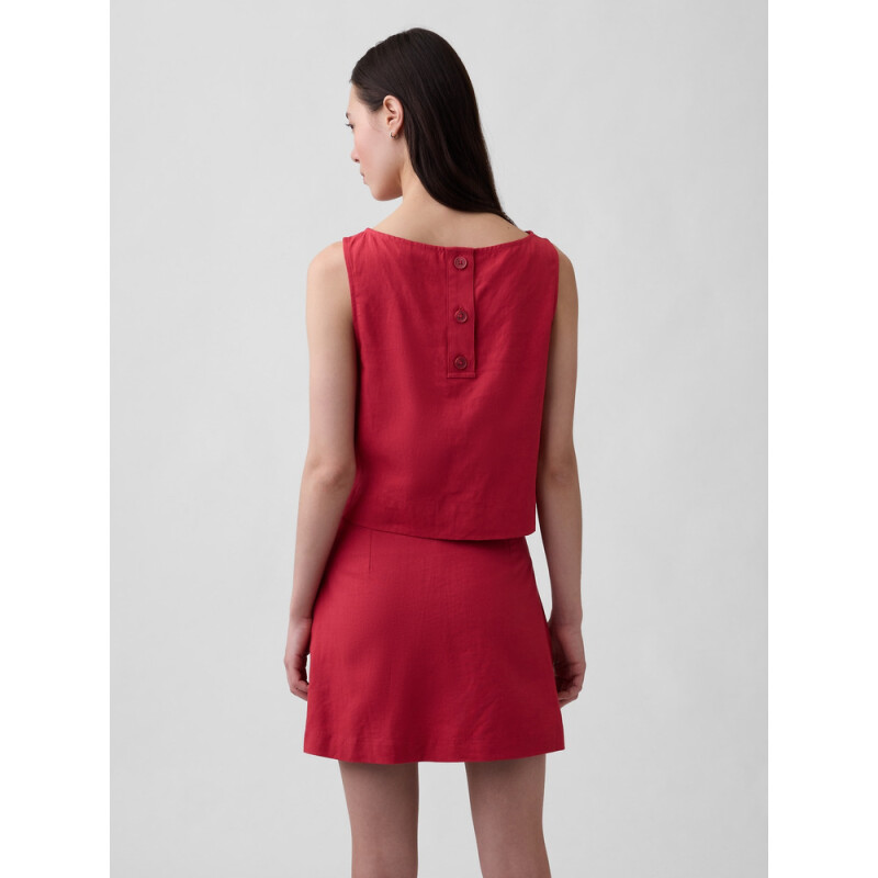 SL SHELL TOP - LINEN CHAKRA RED
