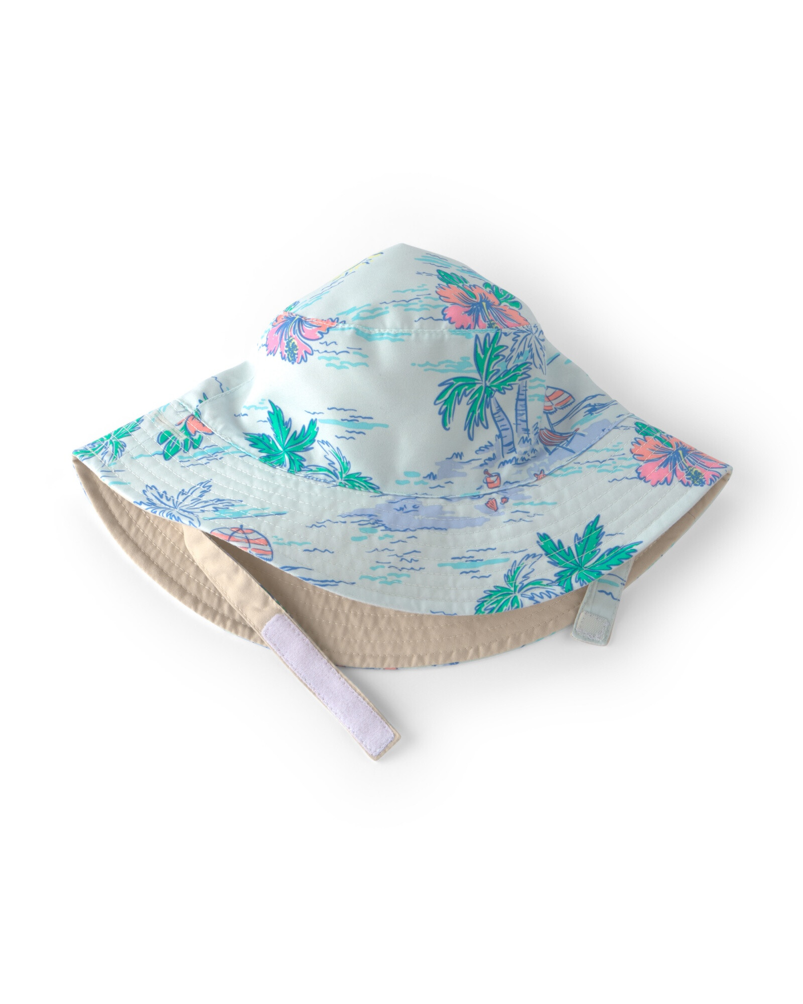 Gorro reversible, diseño tropical y beige Sin color