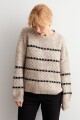 Sweater rayas beige melange