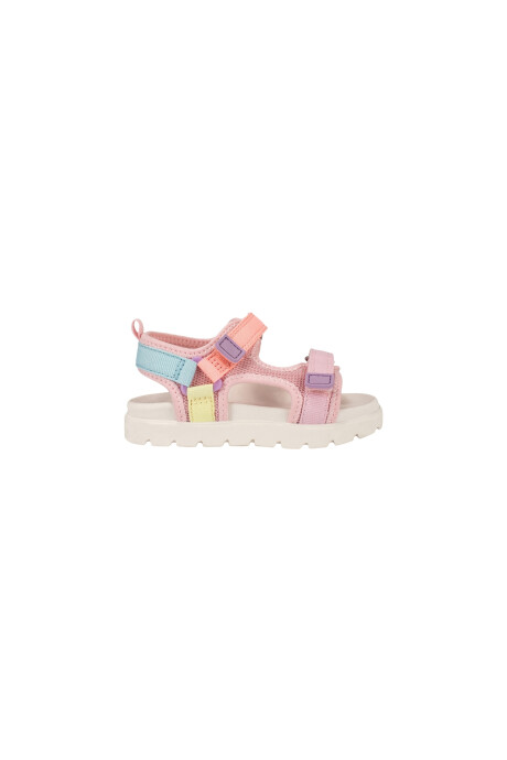 Sandalias con velcro, rosadas, diseño bloques de color Sin color