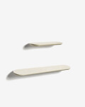 Set Arely de 2 estantes de MDF con acabado lacado beige 35 cm / 55 cm Set Arely de 2 estantes de MDF con acabado lacado beige 35 cm / 55 cm