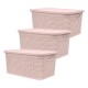 Set x3 Caja simil ratán 7,5lts ROSADO