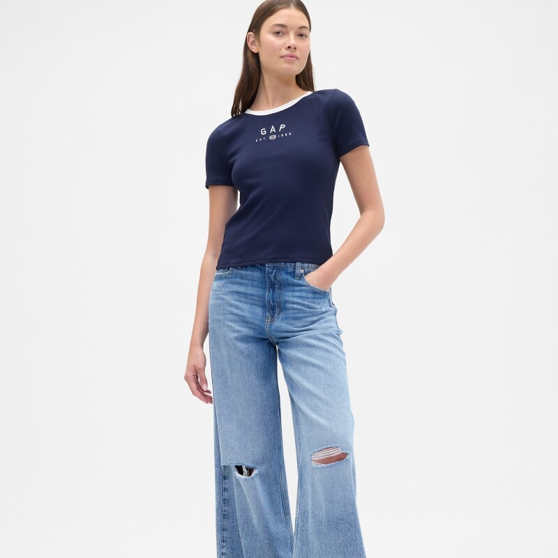 FRCH SS MOD RIB ABBRV TEE NAVY UNIFORM