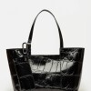 Estuche Ruby en cuero grabado croco Negro