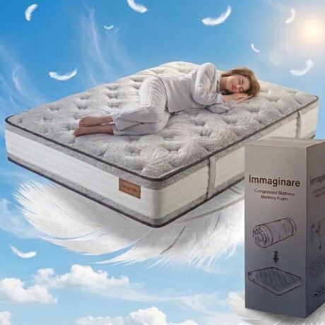 COLCHON TOKIO EN CAJA CON GEL FRÍO HÍBRIDO RESORTES QUEEN SIZE