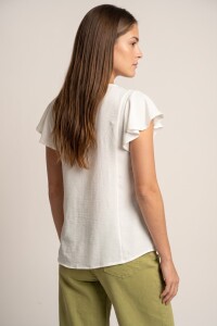 Blusa Escote V Nacar