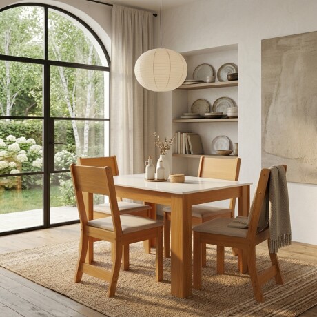 JUEGO DE COMEDOR MESA Y 4 SILLAS CON ASIENTO TAPIZADO JUEGO DE COMEDOR MESA Y 4 SILLAS CON ASIENTO TAPIZADO