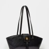 Cartera al hombro Paris en cuero liso Negro
