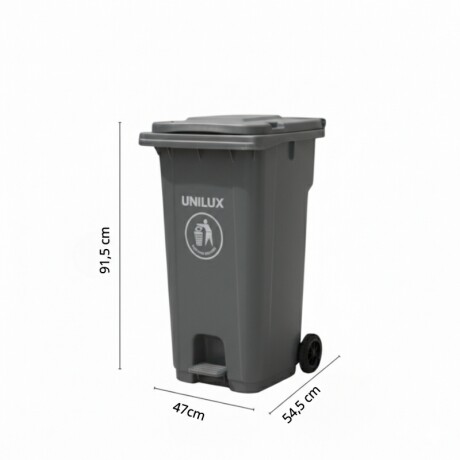 CONTENEDOR DE BASURA 120 LITROS Contenedor de Basura con Ruedas 120 Litros Gris