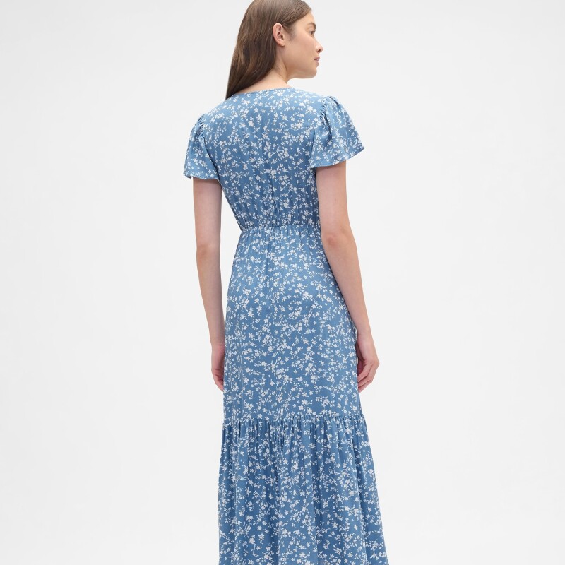V-SS VNK RUCHED MAXI LIGHT BLUE FLORAL