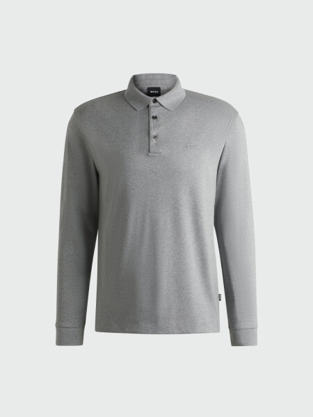 BOSS - Remera Polo de Algodón Interlock con Logotipo Gris Medio