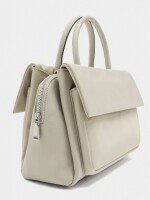 Bolso Tote De Nylon Con Doble Solapa gris