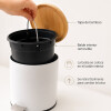 Papelera de Plástico con Tapa de Bambú 3 litros Blanco
