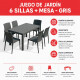 Juego de jardín 6 sillas Natura + mesa 90x150 GRIS