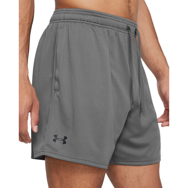 UA Tech 6in Mesh Shorts-GRN GRY-025