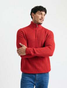 470587 SWEATER PUNTO MEDIO CIERRE HARRY Rojo