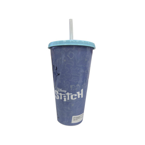 Vaso Plástico con Pajita Stitch 700ml U