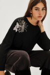 Sweater Embro Leaves Negro