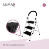 Escalera Tijera 3 Escalones Base Antideslizante Negro/Blanco