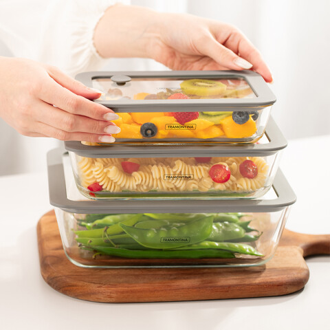 Juego de 3 potes de vidrio con tapa modelo VITTRA TF0370