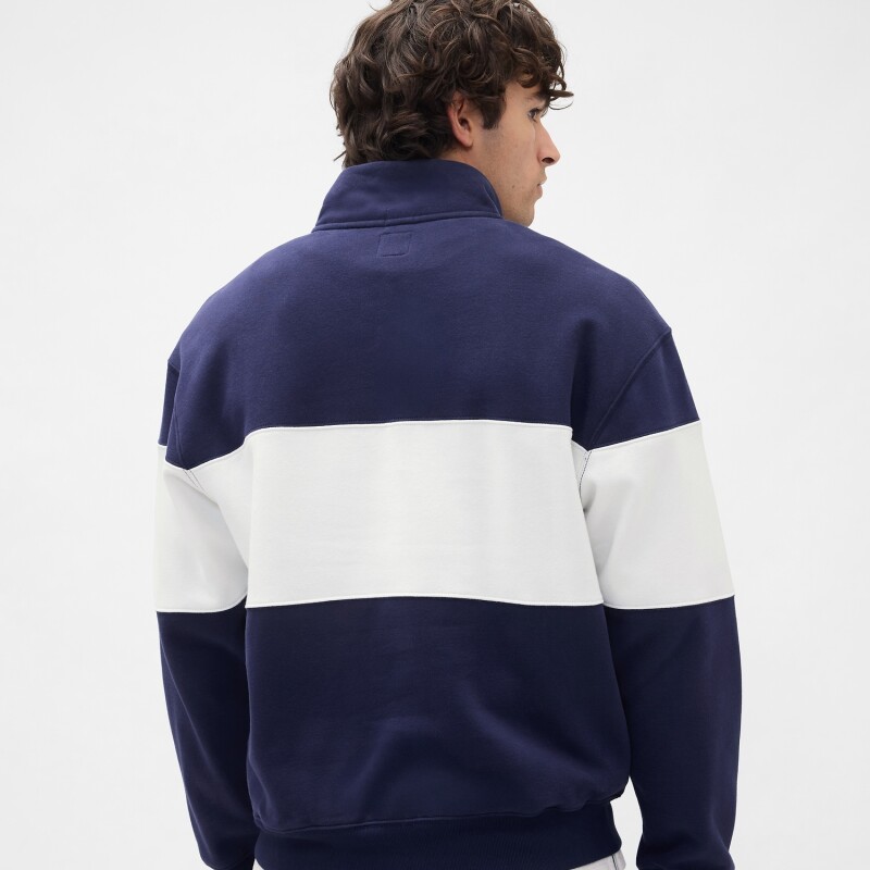 J - COLOR BLOCK LOGO HALF ZIP NEW NAVY
