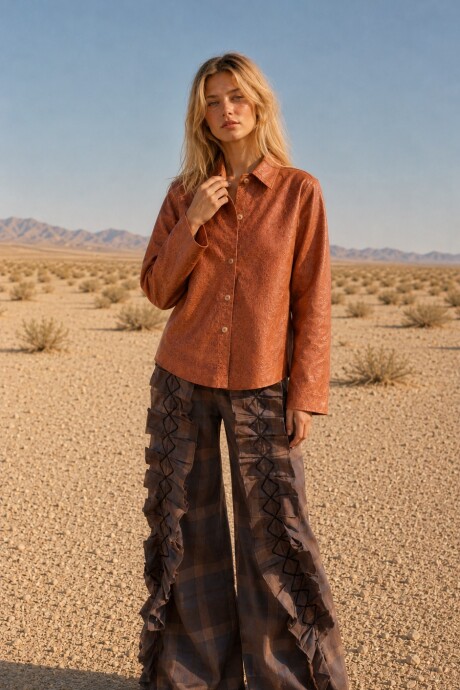 Leather Vila Shirt Cognac