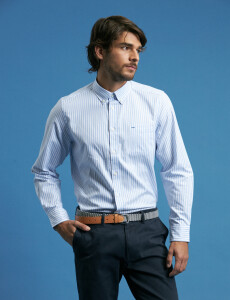 012608 CAMISA HARRINGTON LABEL Blanco/celeste