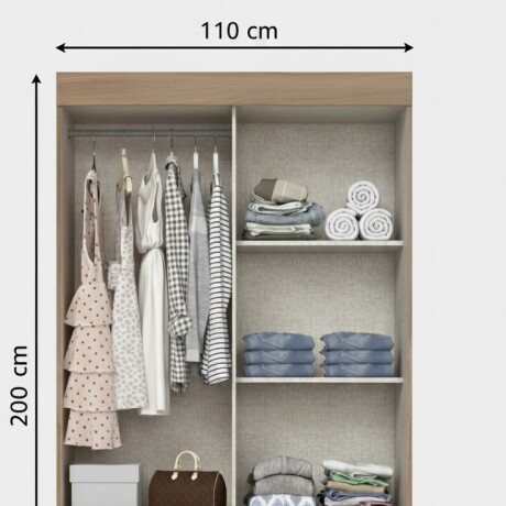 ROPERO 2 PUERTAS CORREDIZAS 4 CAJONES GUARDARROPA ARMARIO PLACARD CLOSET COLOR MADERA - FLEX